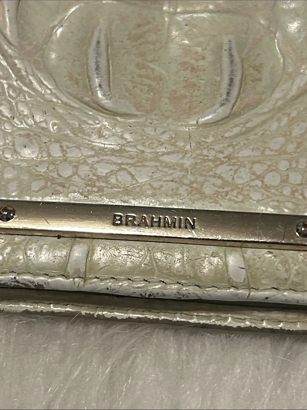 Brahmin White Croc-Embossed Leather Wallet